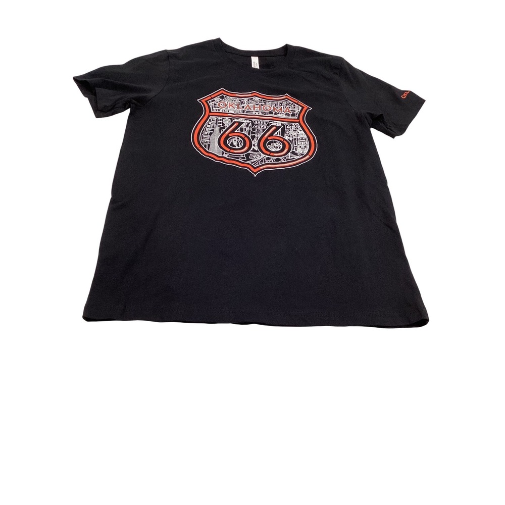 Oklahoma Route 66‎ Graphic T Shirt Black Short Sleeve Casual Mens Size XL(909)